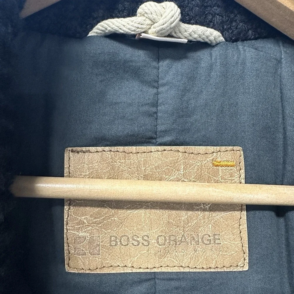 Hugo Boss Orange Field Jacket Mens 42R Black Insulated Pea Coat‎ Knit Mock Neck